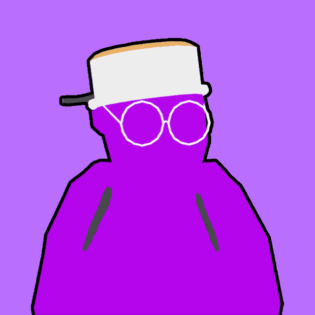 Neon's profile picture, a flat purple gorilla in a white hat and round glasses